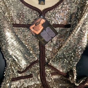 Vintage 80s gold sequin gold jacket brand new size Small